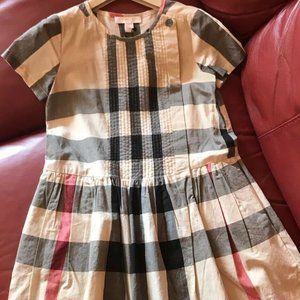 children girls dress/headband beige checkered
